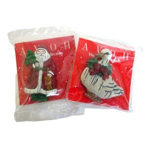 Vintage Avon Santa Claus & Goose Holiday Magnets - Christmas Kitchen Decor